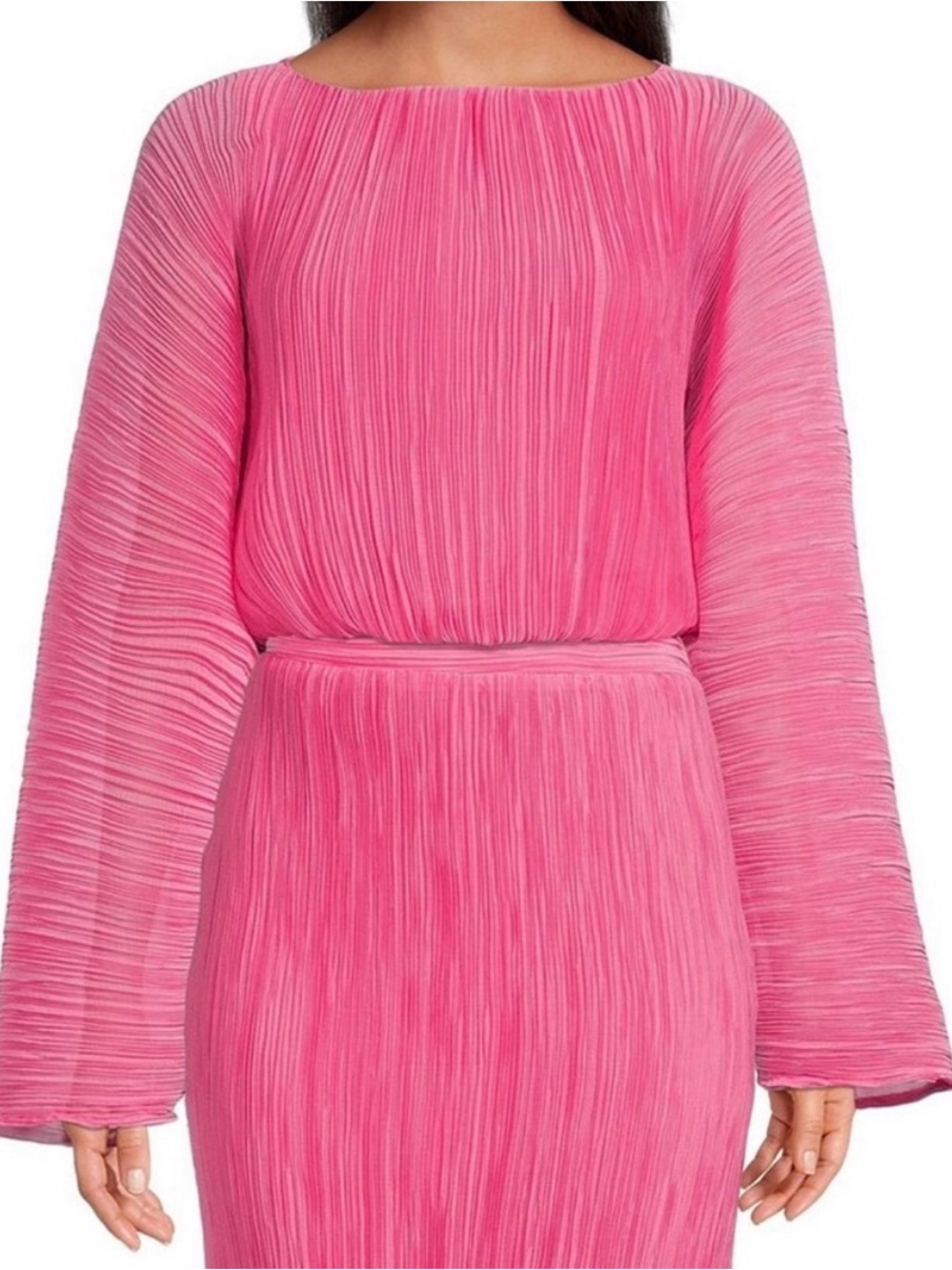 Gianni Bini Venita Aspen Pink Pleated Long Sleeve Top